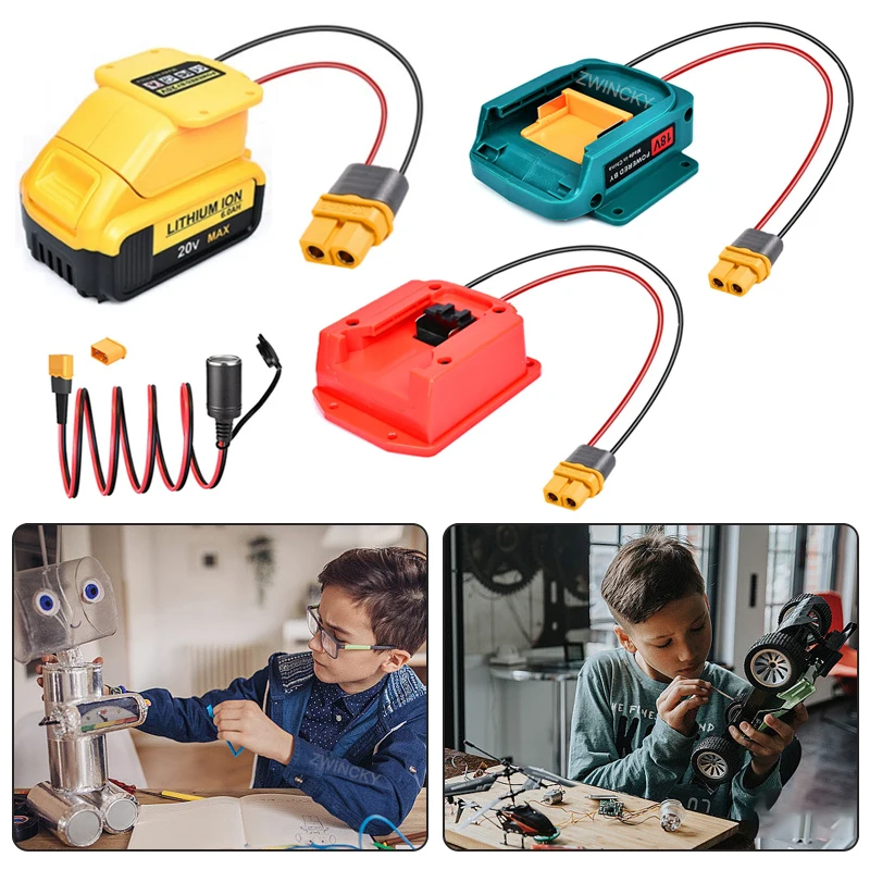 

Battery Adapter Power Wheels Adapter DIY Cigarette Lighter Adapter Converter for Makita/Dewalt/Milwaukee 18V 20V Lithium Battery