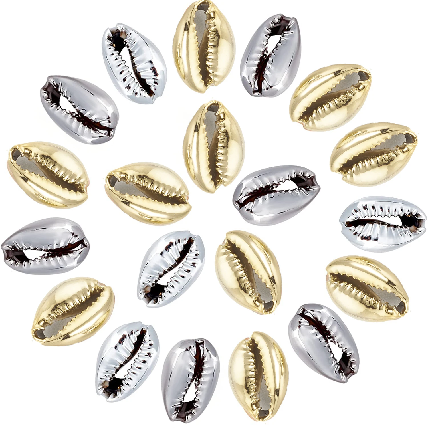 200pc Electroplated Sea Shell Beads Undrilled/No Hole Beads Cowrie Shells 15~18x10~12x6~7mm DIY Jewelry Making Supplies