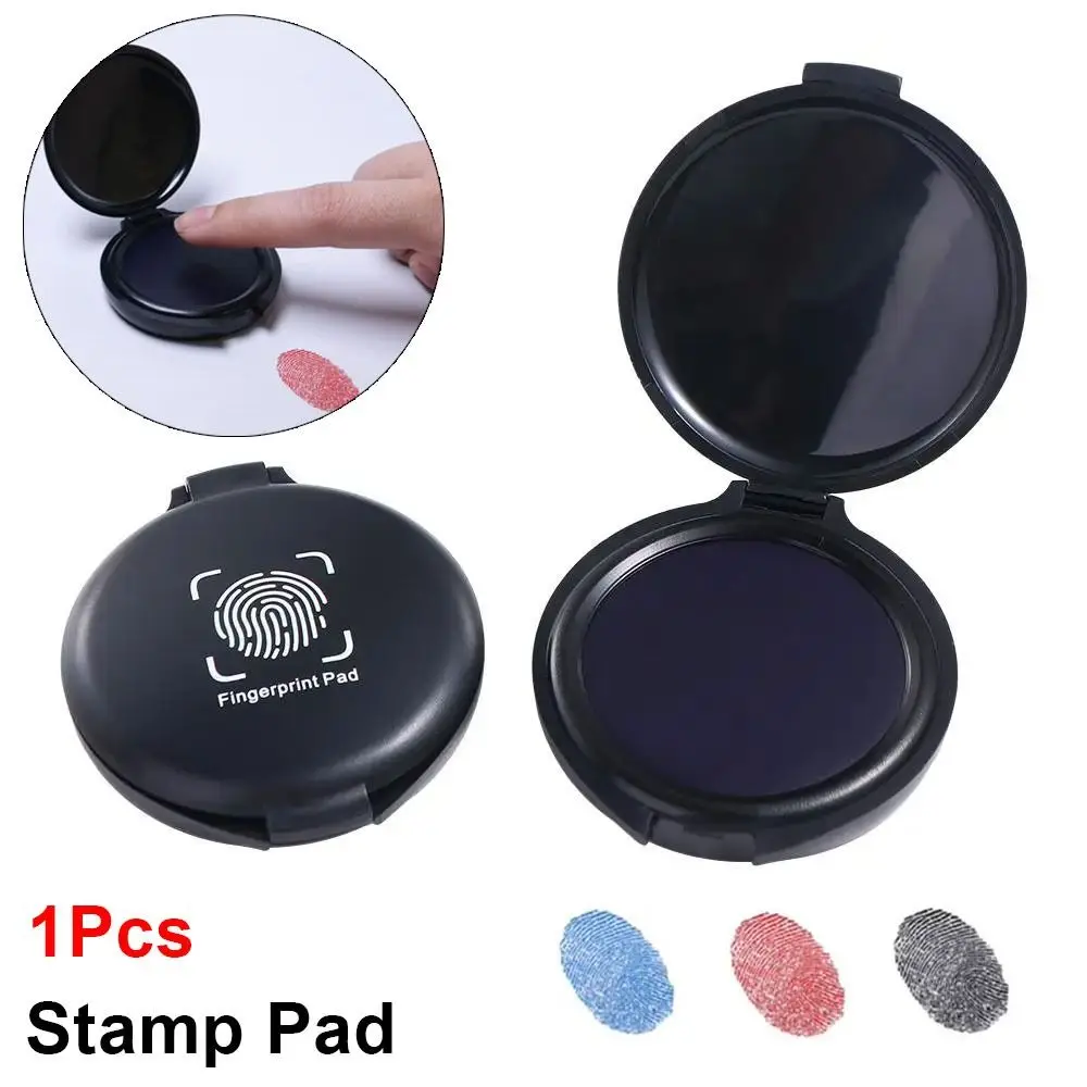 

1Pcs 5.8cm Stamp Pad Mini Portable Fingerprint Ink Pad Black/Red/Blue Waterproof Thumbprint Ink Pad Identification Security