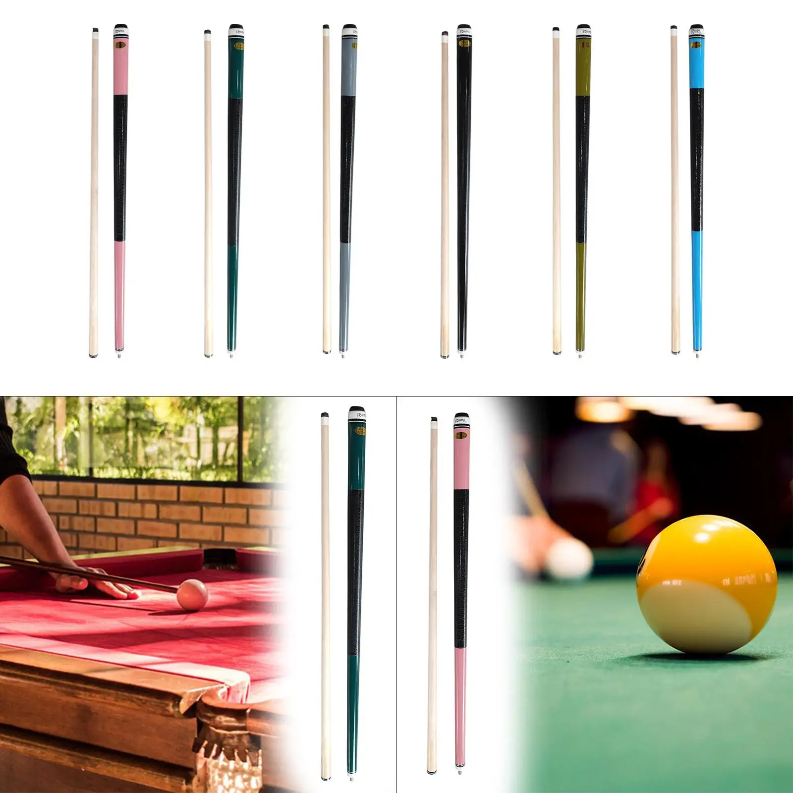 

Pool Cue Billiard Cue Segmented 1/2 Split Nine Ball 57 inch 13mm Tip for Men
