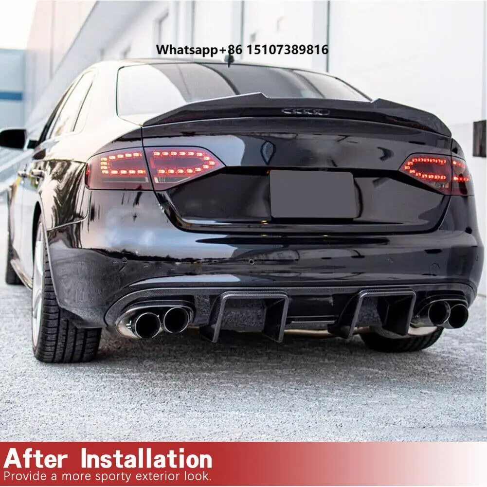 Factory Outlet Car A4 S4 B8 Carbon Fiber Diffuser Rear Bumper Lower Lip Spoiler for A4 S4 B8 2008 2009 2010 2011 2012