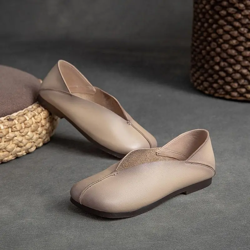 

High quality Leather Women Flats Summer Shoes With Slip On Casual Flat Shoes Female Comfortable Moccasins Ballerina Shoes