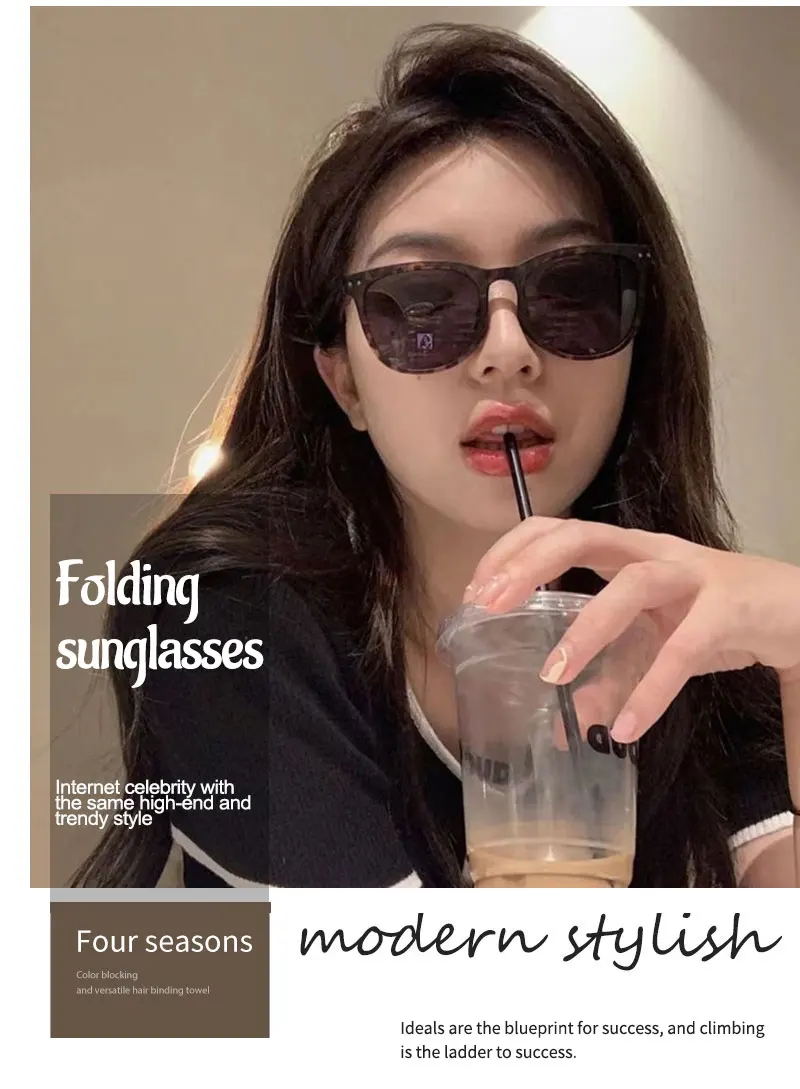 2-teiliges faltbares Sonnenbrillen- und Brillenetui, stilvoller tragbarer UV400-Schutz für Damen und Herren, trendiges Design, faltbare Sonnenbrille – Detail 1