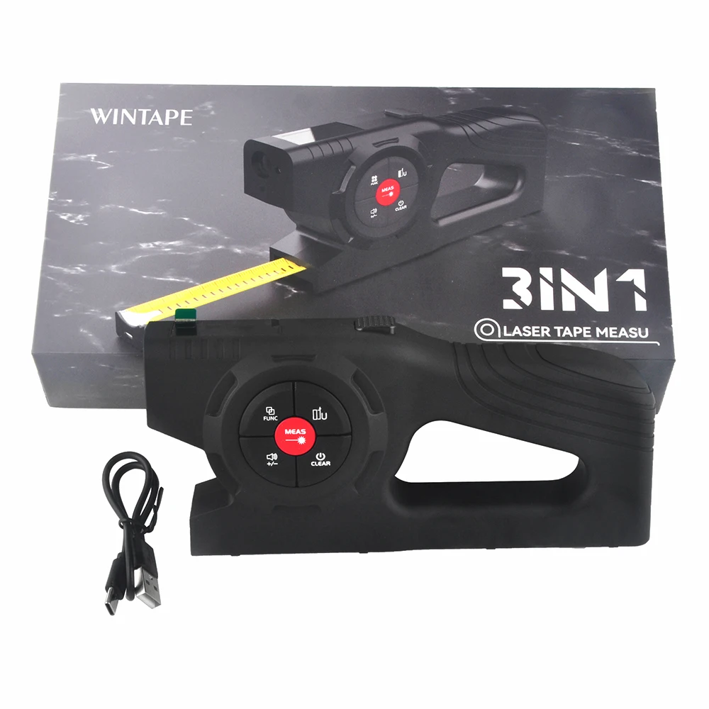 Wintape New 3-In-1 Multifunctional Handheld 50m Laser Tape Measure Portable And Easy To Handle Digital LCD Tape Measure