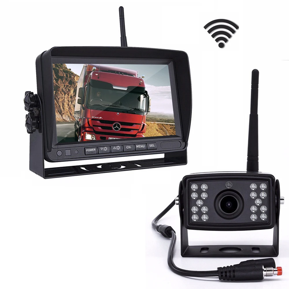 7 Inch IPS Rear View Backup Camera For Car Reversing Aid Waterproof 24V Wireless Forklift Truck Front Camera Backup Front Aid