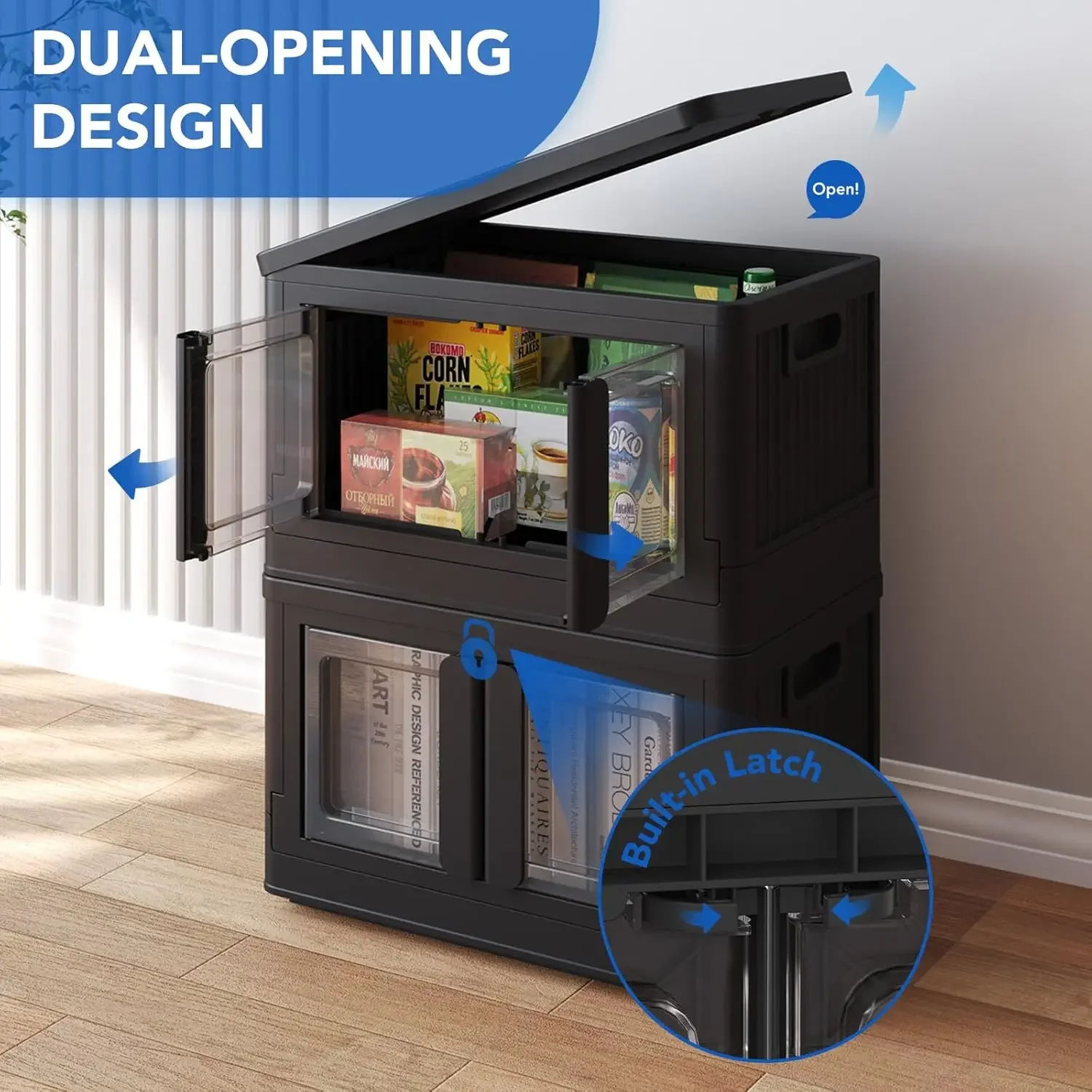 Stackable Storage Bins with Lids, Collapsible Plastic Storage Bins, 75 QT-2 Pack Closet Organizers