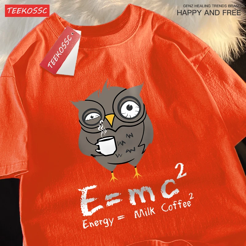 Energy Milk Coffee Fun Formula Printing Mens T-Shirts Cotton Streetwear Loose Oversize T Shirt Pattern Tee Clothes Couple image 2