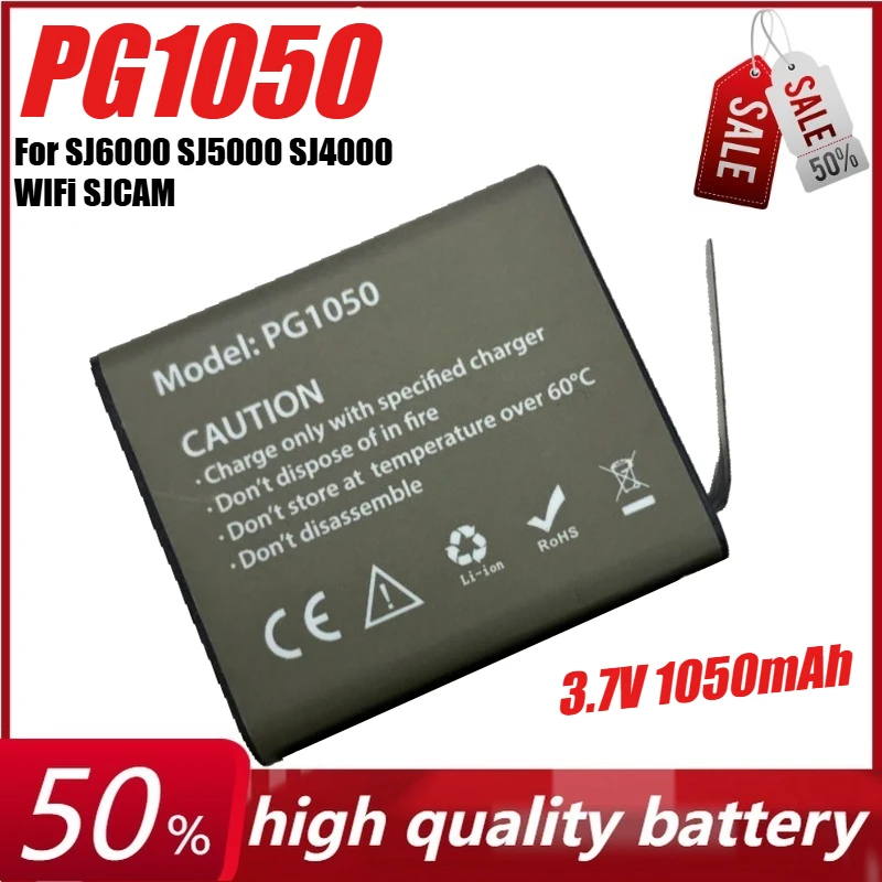 

3.7V 1050mAh PG1050 Rechargable Li-ion Battery for SJ6000 SJ5000 SJ4000 WIFi SJCAM Sport Action Camera DV SJ Dedicated Battery