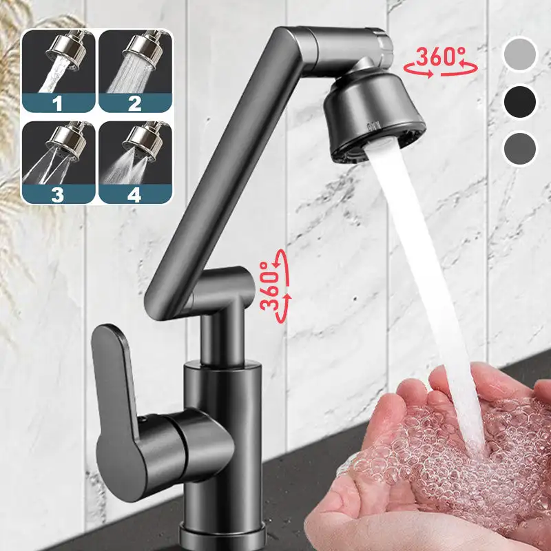 2024 New Universal Faucet Mechanical Arm Household Kitchen Hot And Cold Dishes Wash Basin Sink 360 Bathroom Wash Basin Faucet