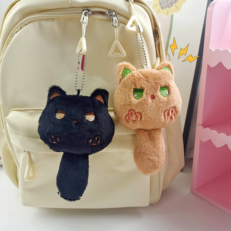 Kawaii Squeak Cat Peluche Porte-clés, Animal En Peluche, Charme De Poupées, Mignon Sac À Dos, Pendentif Sac, Face Décoration, Cadeaux Pour Bol