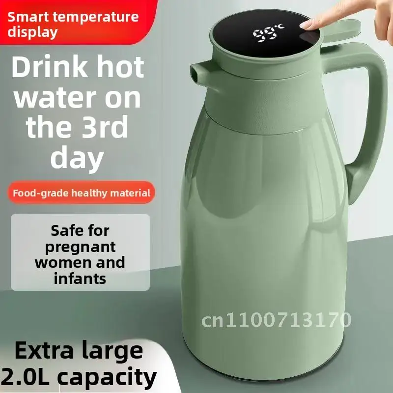 Tetera aislante de estilo europeo, termo para el hogar con pantalla inteligente de temperatura para dormitorio de estudiantes y sala de estar