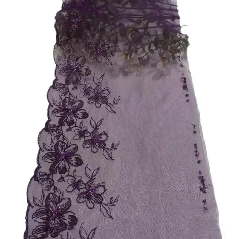 1 Yards Diy Underwear Clothing Lace Lace With Purple Mesh Simple Single Sided Silver Thread Flower Embroidery Lace