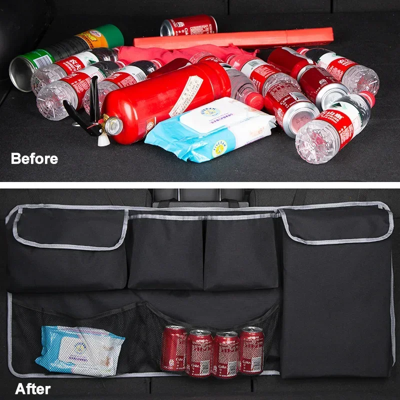 Borsa per sedile posteriore universale per Organizer per sedile posteriore dell'auto con 4 tasche e 2 sacchetti in rete Organizer per riporre gli accessori per appendere il sedile posteriore