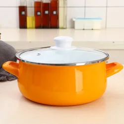 Nonstick Enamel Cooking Hot Pot Thick Bottom Stock Pot Handle Ramen Noodles Gas Cooker Kitchen Cookware