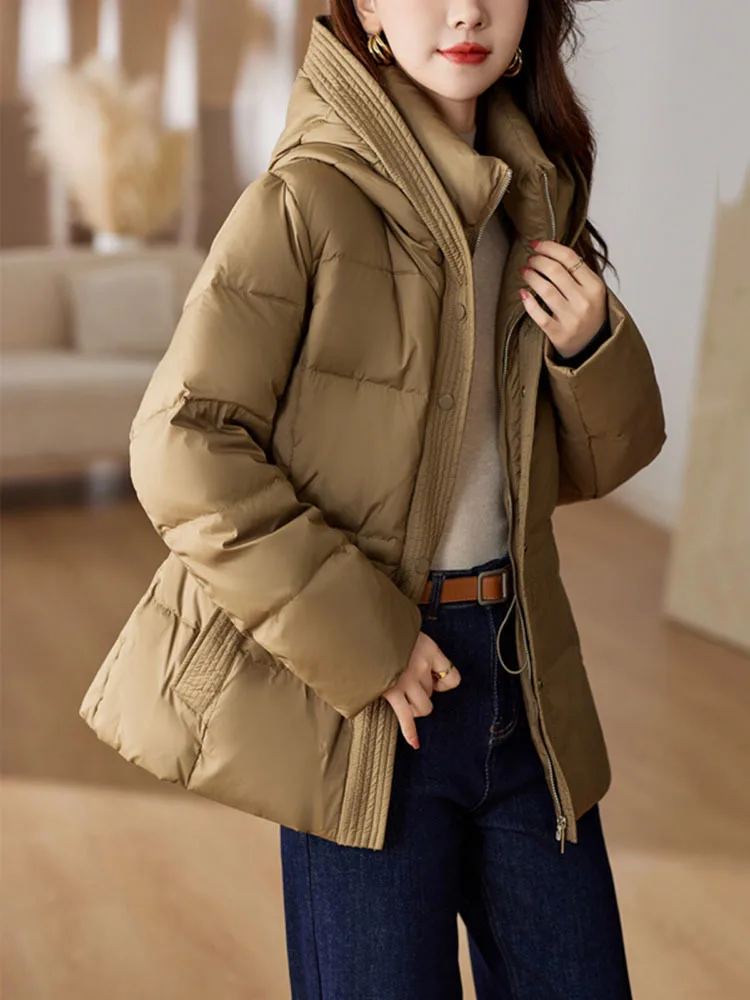 2023 Winter Women\'s Down Jackets Ultra Light Warm Casual Coat Female Puffer Jacket With a Belt Plus Size Hooded Parka Overcoat