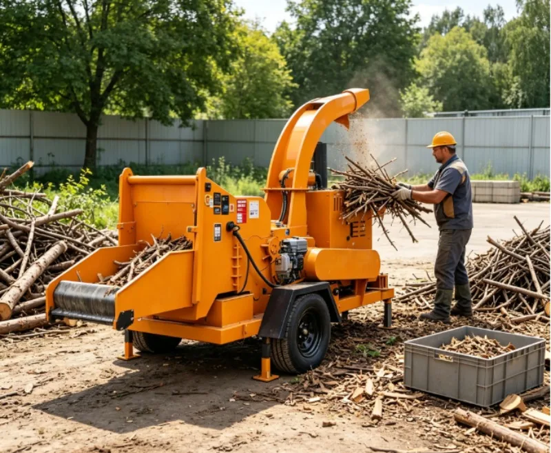 Mobile Wood Chipper Machine, Stable Branch Crusher with Competitive Price for Garden and Farm Branch Shredding