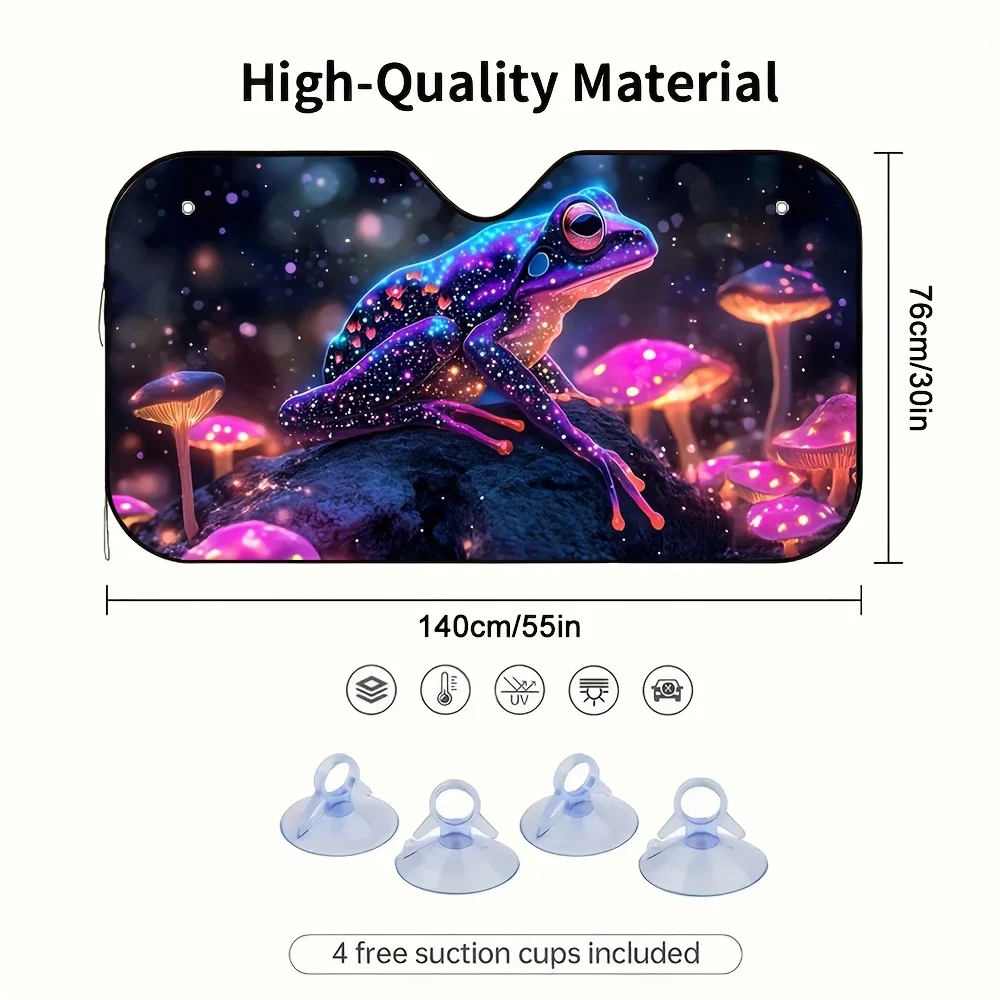 1pc Starry Night Magic Frog Design Car Sunshade Maintains a Cool Interior, Collapsible Easy to Set Up Comes with 4 Suction Cups
