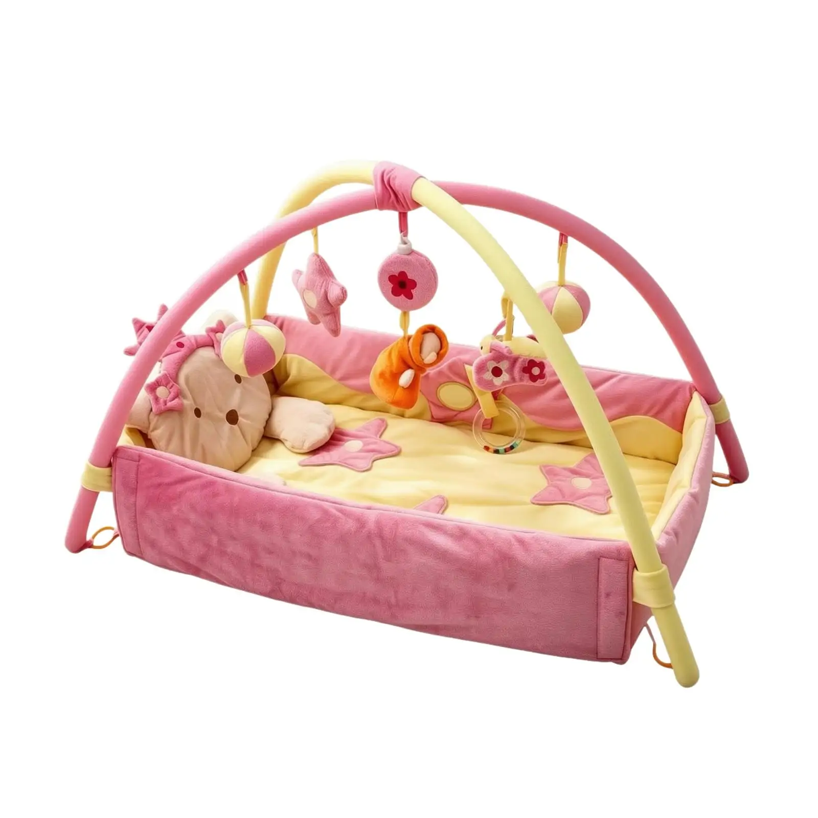 Sensory Infant Activity Gym | Cushioned Rectangular Base, Raised Side Bolsters, infant activity Mat with Toys, for Nursery