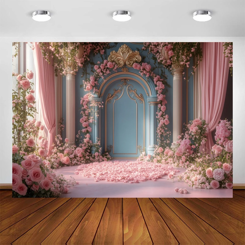 European Style Palace Wall Flowers Photography Background Wedding Party Bridal Shower Ceremony Maternity Portrait Photo Backdrop