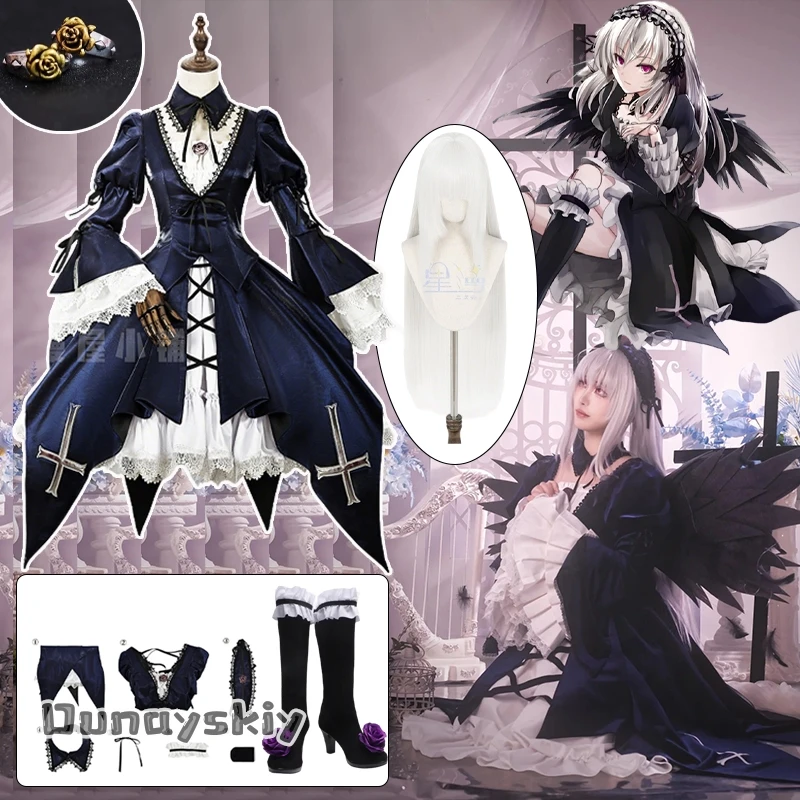 Disfraz de Cosplay de Suiginto, disfraz de doncella de rosas de Anime, disfraces, vestidos medievales góticos Vintage para mujer, traje de Lolita, s-2xl de juego de rol