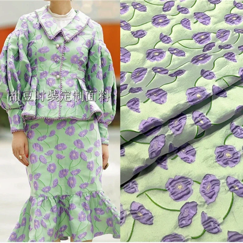 Yarn Dyed Brocade Jacquard Fabric Morning Glory Dress Trench Coat Fashion European Brand Fashion Design Sewing Wholesale Cloth