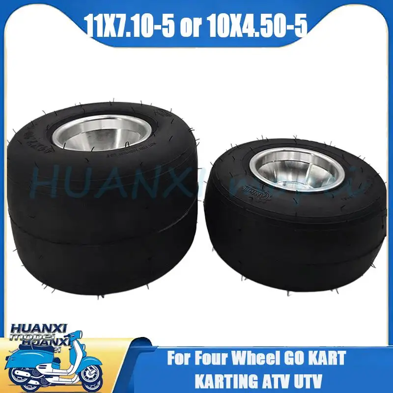 

10x4.50-5 front or 11x7.10-5 rear wheel for Four Wheel GO KART KARTING ATV UTV Buggy Quad Vacuum tyre tire with rim