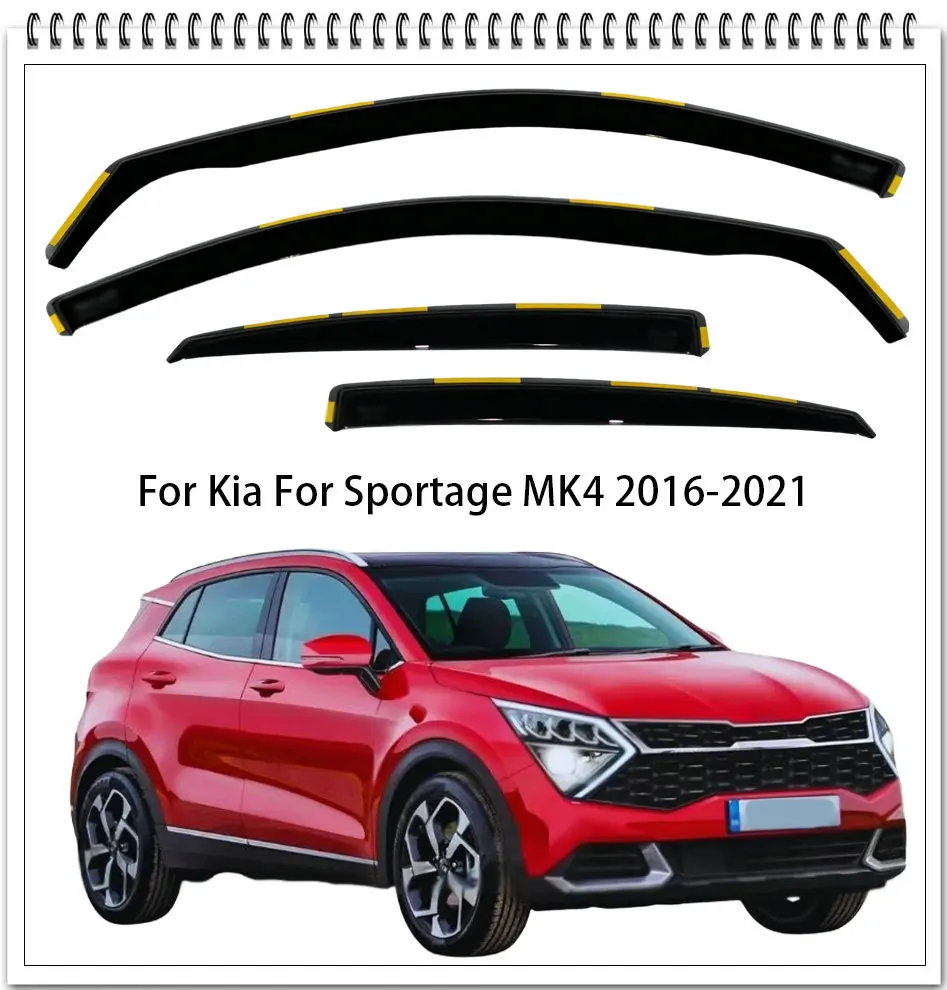 

4pcs For Kia For Sportage MK4 2016-2021 Side Window Deflectors Rain Visors In-Channel Car Window Wind Deflectors