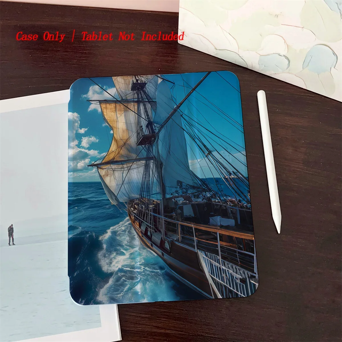 

8 Fresh Style Printed iPad Case, 360° Rotating Stand & Pen Slot,Book Style, Auto Sleep/Wake, Compatible with Various Apple iPads