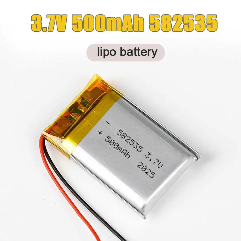 

1-10PCS 3.7V 500mAh Lithium Battery 582535 602535 Li-ion Batteries Rechargeable PH2.0 2Plug for Tire Detector Bluetooth Headset