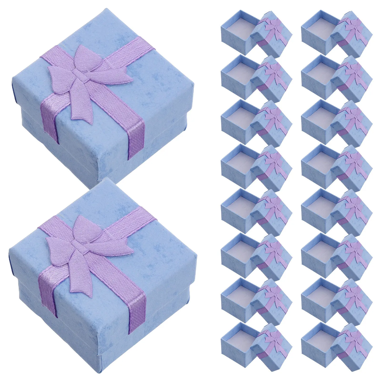 

24Pcs Jewelry Boxes Butterfly Bow Square Design Protective Cardboard Ring Cases for Engagement Wedding Anniversary Display