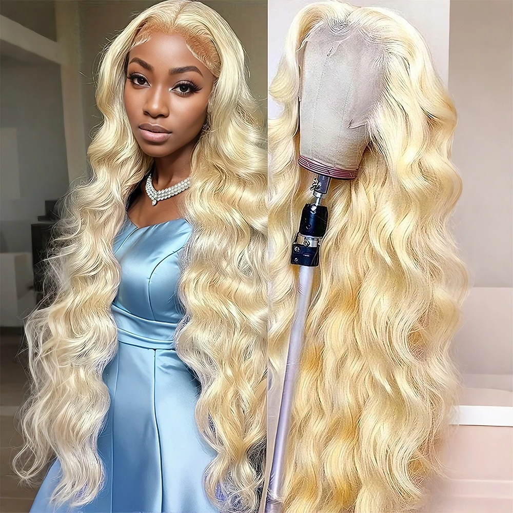 

40 Inches 613 Honey Blonde 13x6 HD Transparen Body Wave Lace Frontal 100% Human Hair Wigs Colored 13x4 Lace Front Wigs For Women