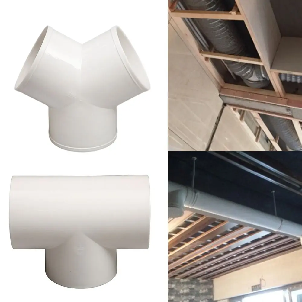 

New PVC Exhaust Duct Connector T/Y Shape 100/150/200mm Quick Ventilation Tube Joint Splitter Connector Air Ventilation