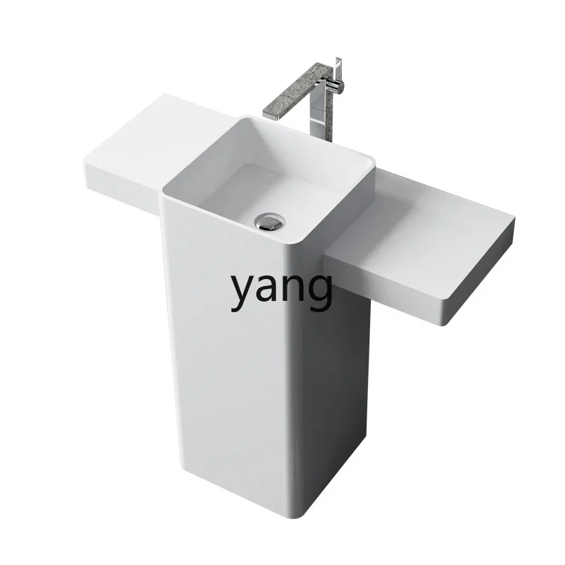 Yjq Gray Matte Artificial Stone Lavabo Balcony Whole Washbin Floor Type Pedestal Basin Washbasin