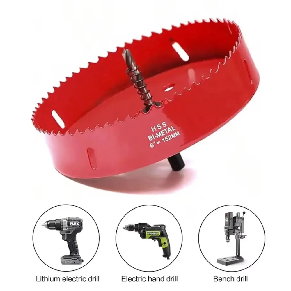

Woodworking HSS 6 Inch Hole Saw Wear Resistance Bi-Metal M42 Hole Opener Professional Multifunctional Hole Cutter For Wood