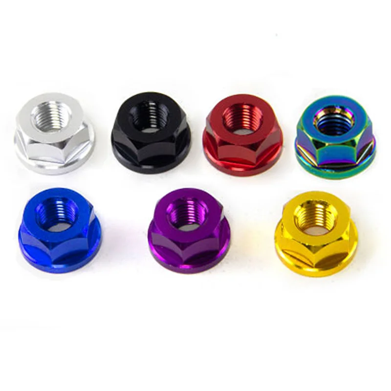 M8 M10 M12 M14 Universal Motorcycle CNC Anodized Rear Axle Flange Screw Bolt Nylon Hex Insert Lock Nut Locknuts Self-locking Nut