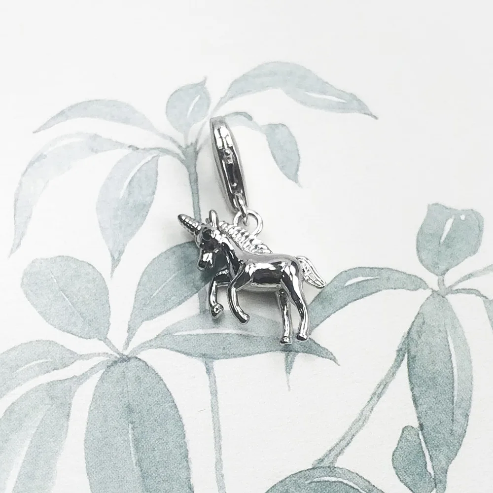 Hängender Anhänger Einhorn, neuer edler Schmuck, echtes 925er Sterlingsilber, Vintage-Geschenk für Damen und Herren – Detail 5