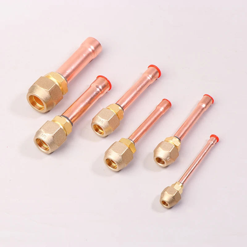 1PC Air Conditioning Copper Pipe With Forged Brass SAE 1/4 3/8 5/8 1/2 3/4 Threaded Connector Fitting Adapter -20 To 120℃