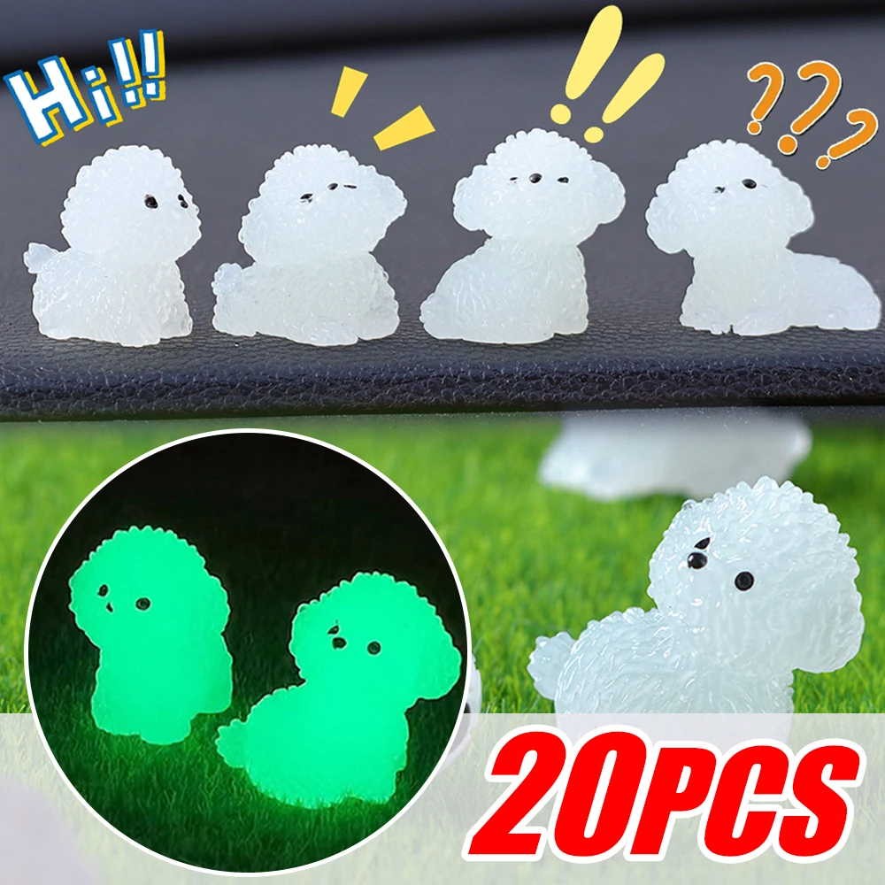 Glow Puppy Ornaments Car Dashboard Rearview Mirror Luminous Teddy Dog Poodle Ornaments Garden Noctilucent Decoration Accessories