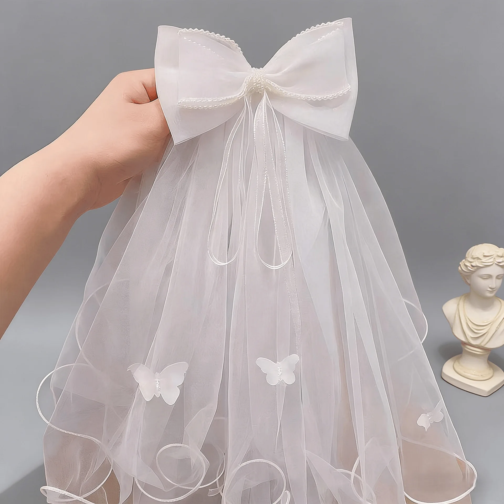 

Children's Sweet Lace Bow Veil Hairpin Girl Princess Wind Hair Headgear Hairpin