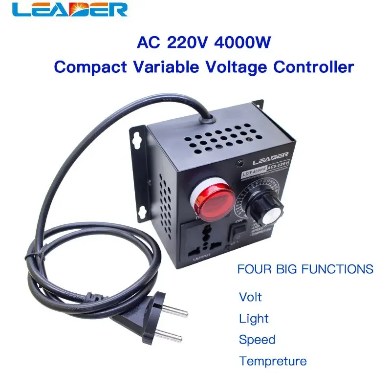 Portable Speed Temperature Light Voltage Adjustable Dimmer AC 220V 4000W Compact Variable Voltage Controller Adjust Regulator