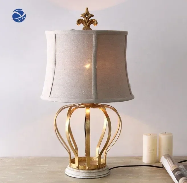 American Countryside Style Vintage Retro Luxury Fabric Lamp Shade Modern LED Table Lamp for Home Hotel Decor Bed Side Desk Light