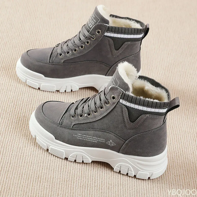 Winter Boots for Women 2022 High Platform Ankle Boots Warm Plush Shoes Lace-up Sneakers ботинки женские на платформе