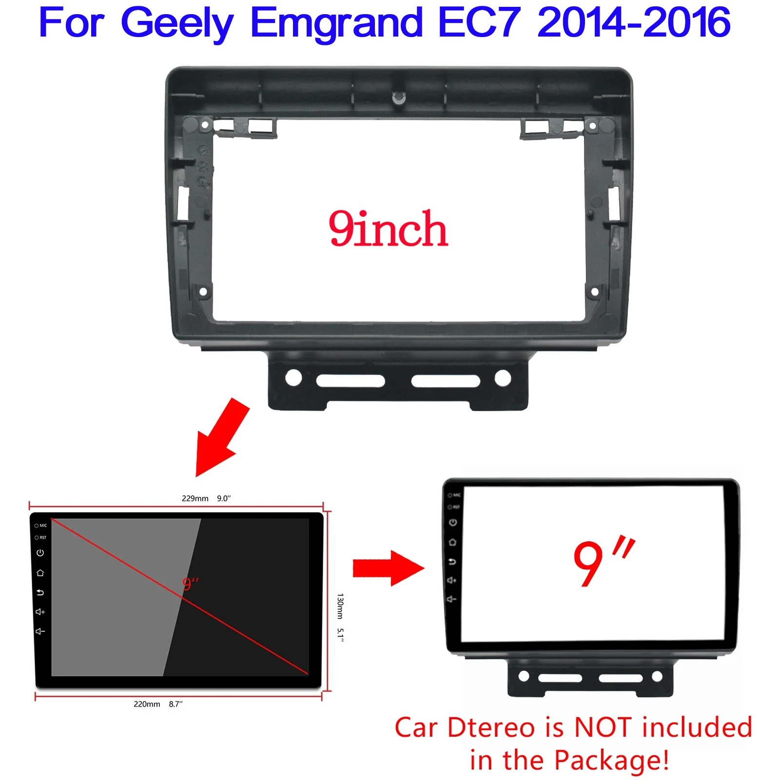 

9" Car Radio Fascia Frame For Geely Emgrand EC7 2014 2015 2016 big screen 2 Din android Car Radio Fascia Frame