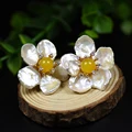 925 Silver Golden Organic Foil Earrings