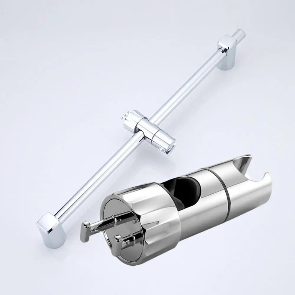 Round Pipe Shower Head Holder Rotatable Adjustable Sprayer Fixed Base Replacement With hooks Bathroom Slide Bar Shelf
