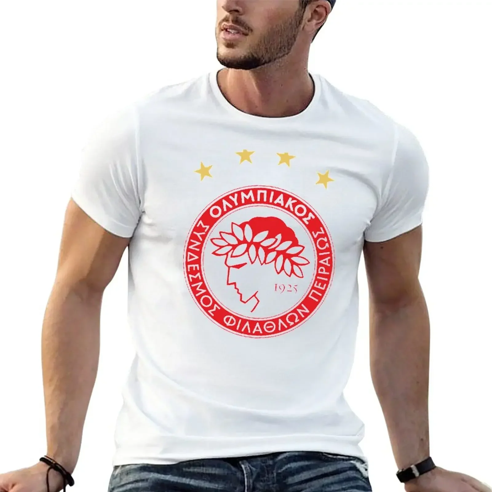 olympiacos T-Shirt hippie clothes Aesthetic clothing customs design your own mens funny t shirts heavyweight fashion Round Neck