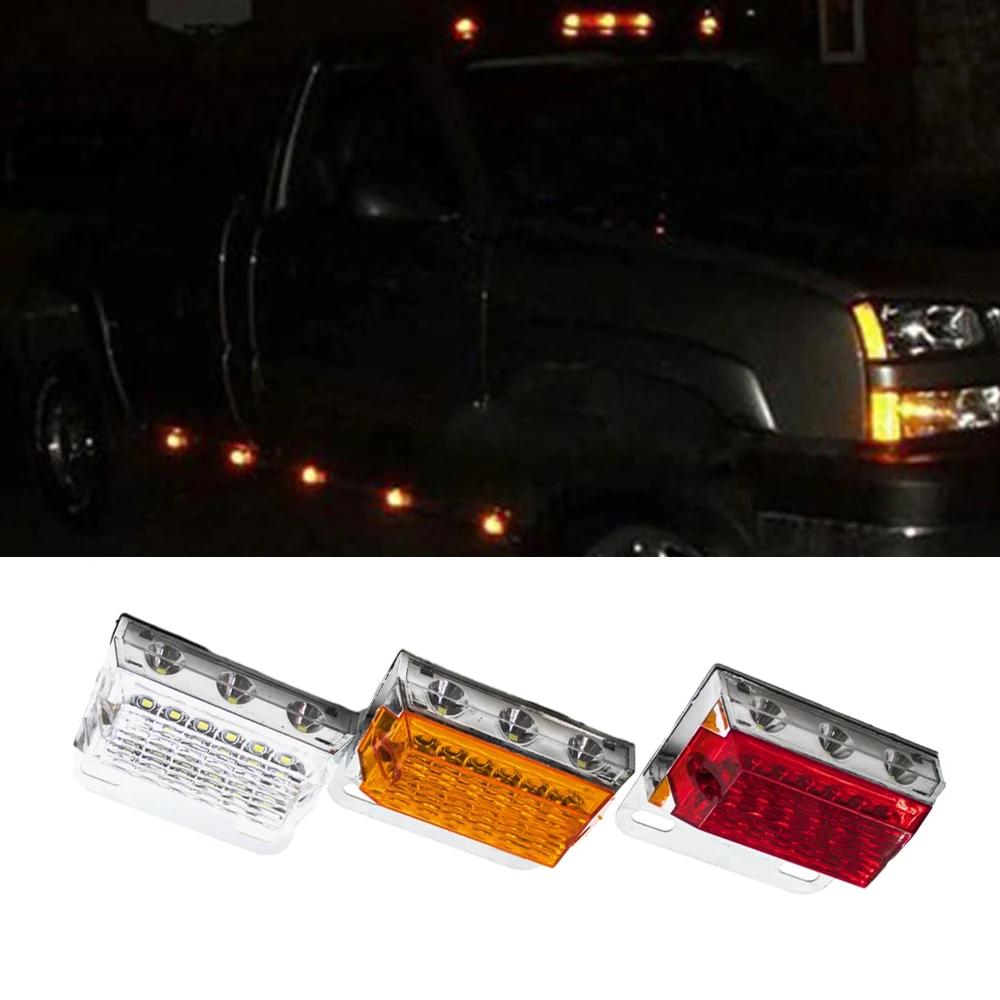 2pcs 24V 15 LED Side Marker Light Indicator Car External Squarde Warning Tail Light Signal Lamp 3 Modes Auto Trailer Truck Lorry