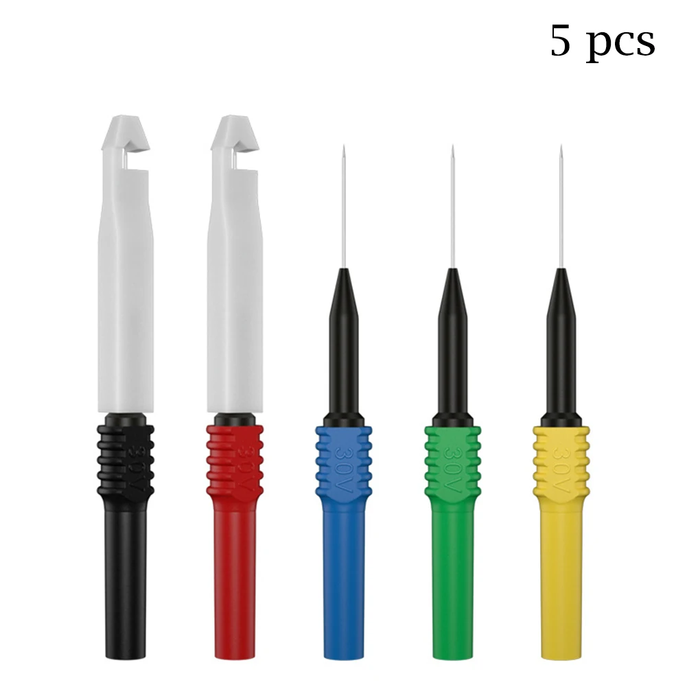 Multimeter Test Probe Nondestructive Probe Set Probe 30-60V/30A Multimeter 4mm 5PCS AC/DC Head/Needle Insulated