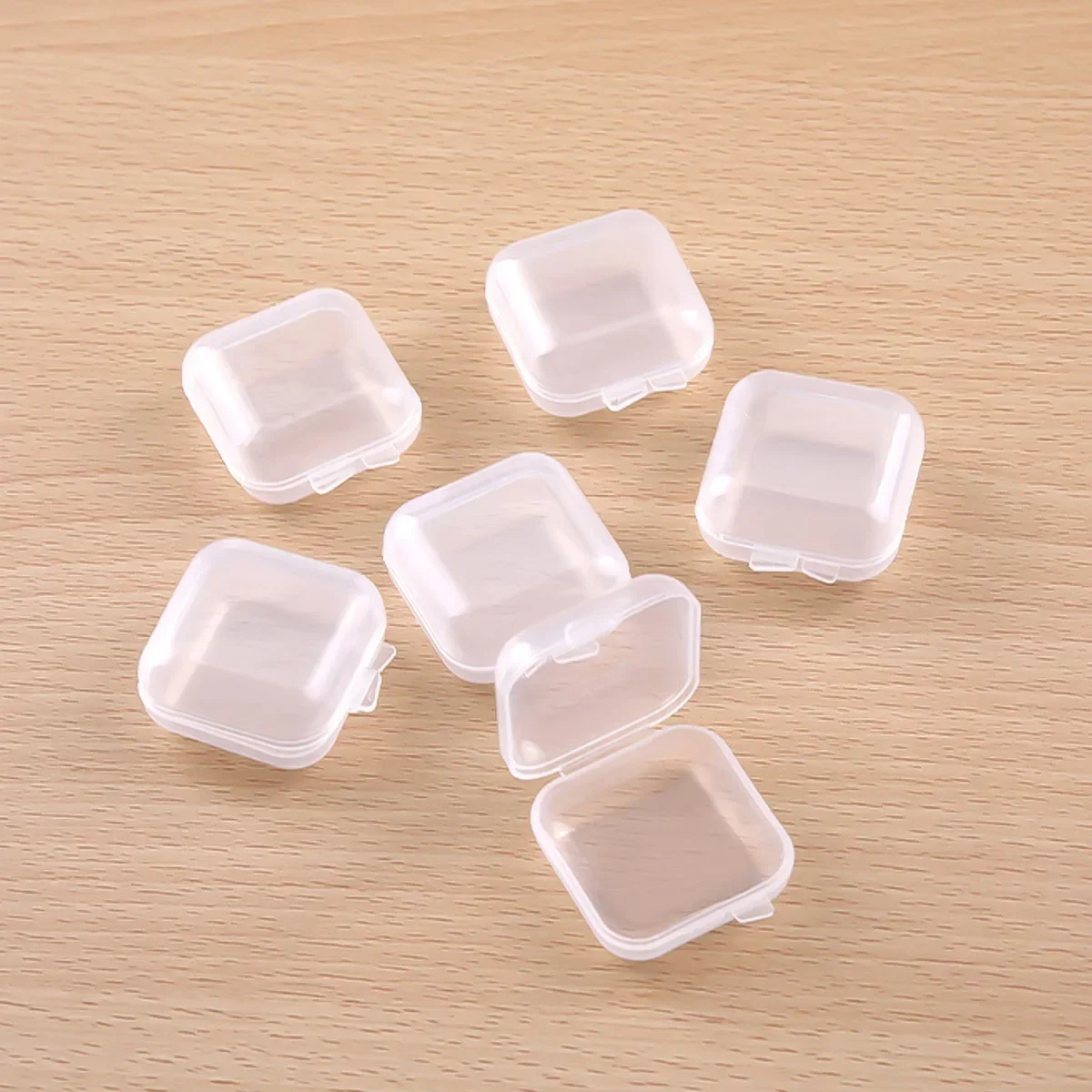 60/100PCS Mini Storage Box Transparent Square Plastic Box Earrings Jewelry Packaging Storage Small Square Box Jewelry Organizer