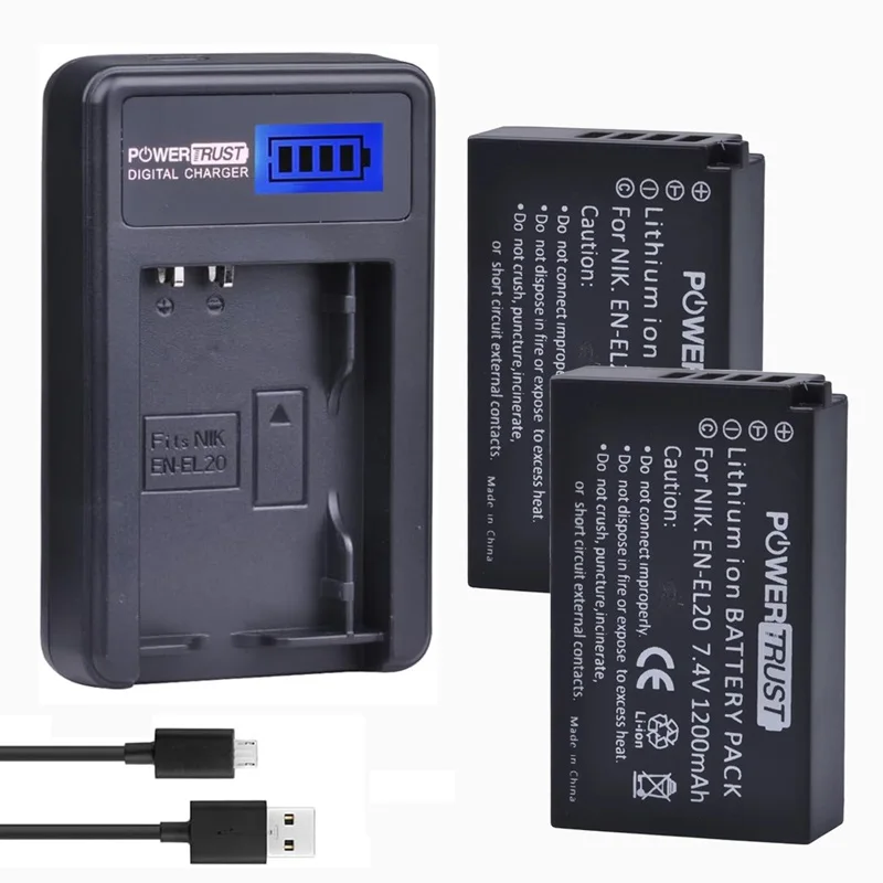 EN-EL20a EN-EL20 Battery / USB Smart Charger for Nikon EN EL20 EL20a Coolpix P1000, 1 j1, 1 J2, 1 J3, 1 S1, 1 V3, A, A 1, AW1